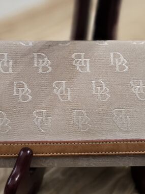 Dooney & Bourke Beige Canvas Wallet with Tan Leather Trim